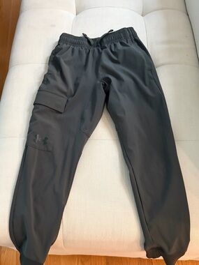 Under Armour boy's  Charcoal and black Athletic Cargo Joggers - 2 items